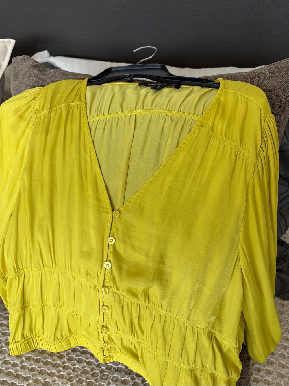 Marc New York Lemon Yellow Button-Front Blouse